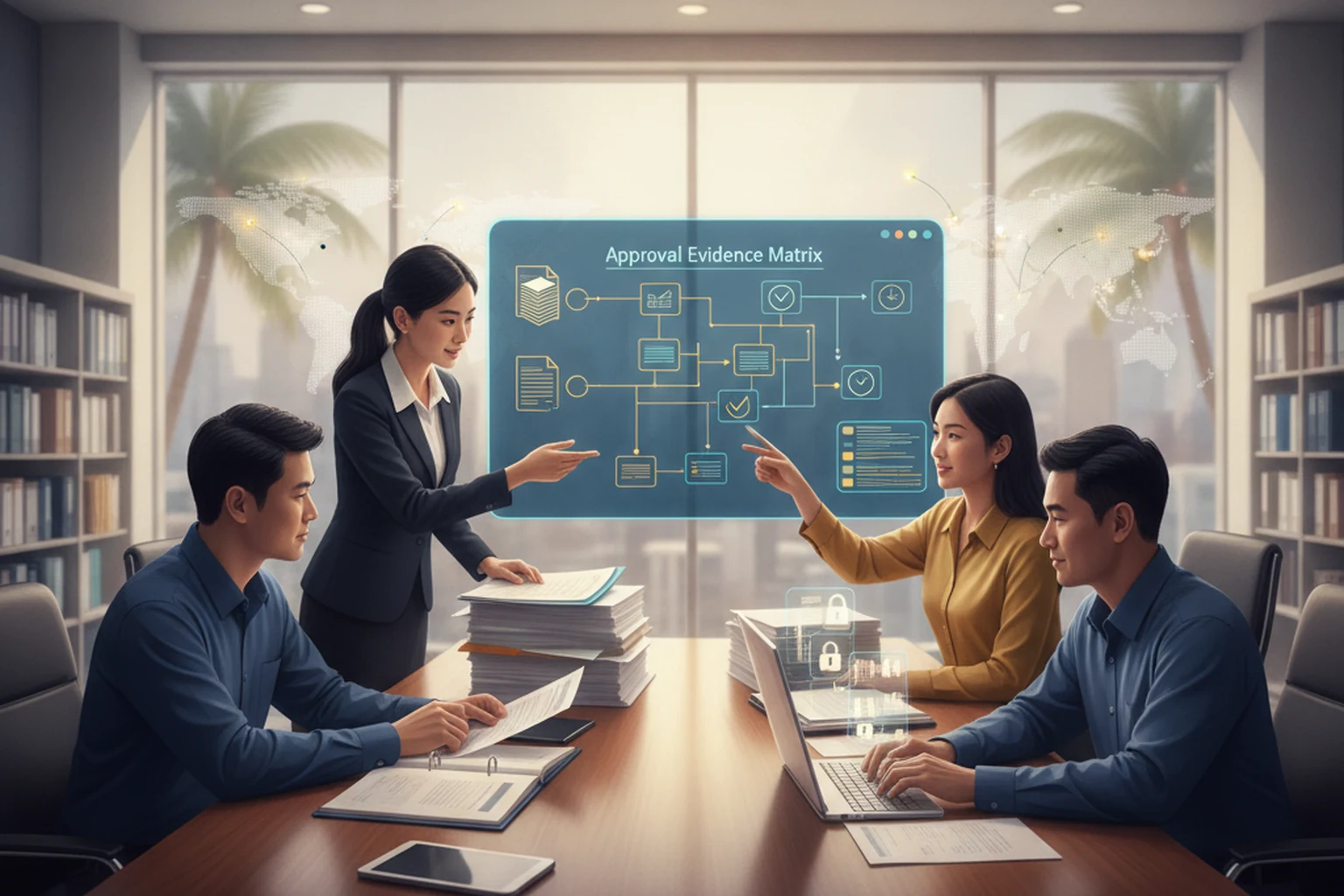 Client Account Management: Approval Evidence Matrix editorial illustration