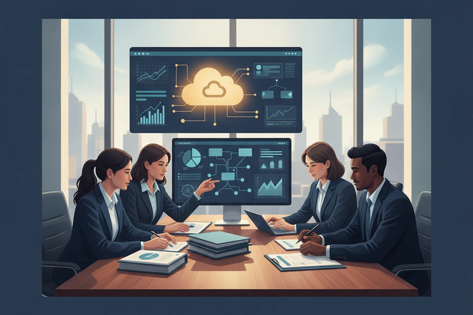 Research Brief: Client Account Management Review Consistency editorial illustration